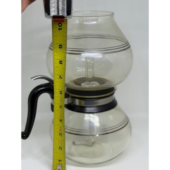 Vintage Silex Clear Glass Syphon Coffee Maker Double Bubble Chrome Band 10.5" - Picture 8 of 8